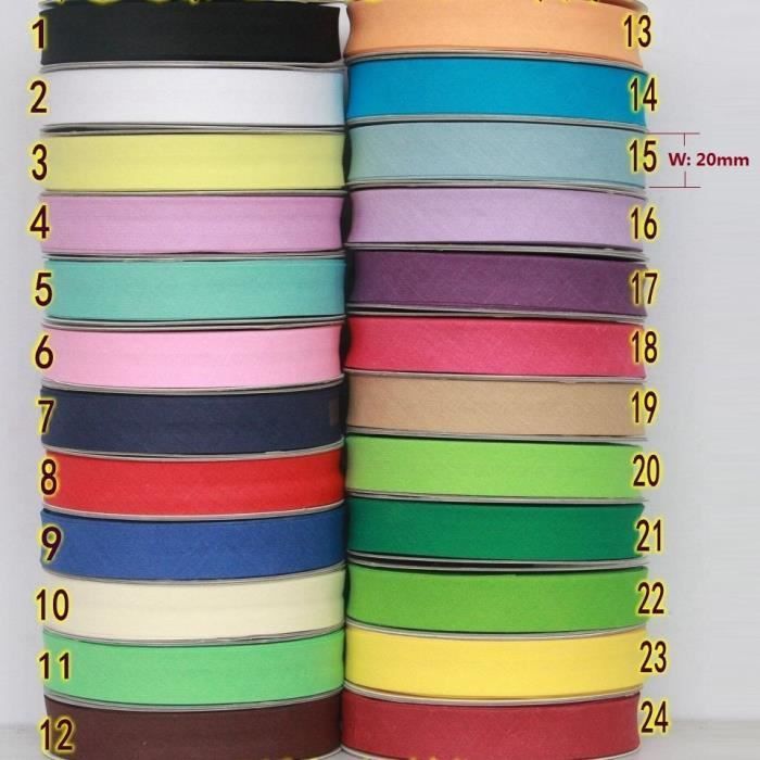 RUBAN COUTURE MERCERIE 25 coloris au choix BIAIS UNI 20 mm x 5 mètres 
