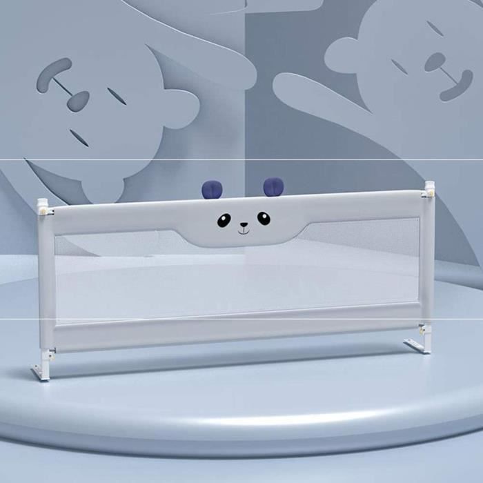 Barrière De Sécurité Pour Lit D'enfant Portable – Anti-chute, Hauteur Réglable, Design Ours Gris – Pour Matelas De 3 à 23 Cm D'épaisseur - 8