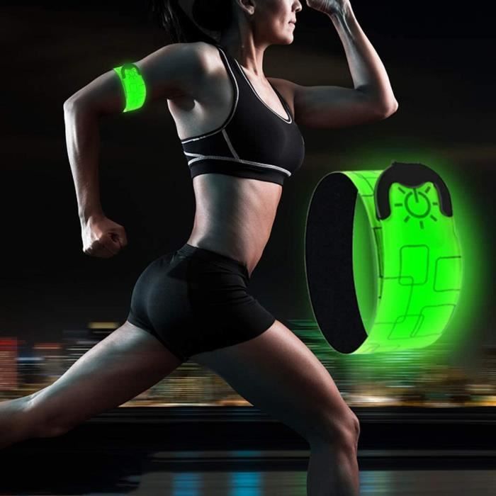 2 Bracelets LED Réfléchissants - 6 Couleurs, Rechargeables USB - Pour Course, Vélo, Soirée - Ajustables
