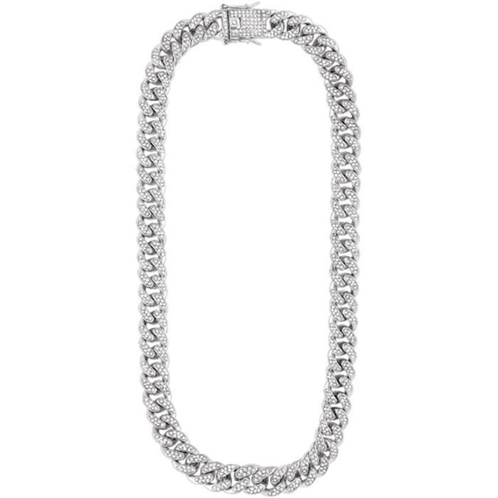 Collier Chaîne Cubaine épaisse Pour Homme - Acier Inoxydable, Style Punk, Argenté, Neuf