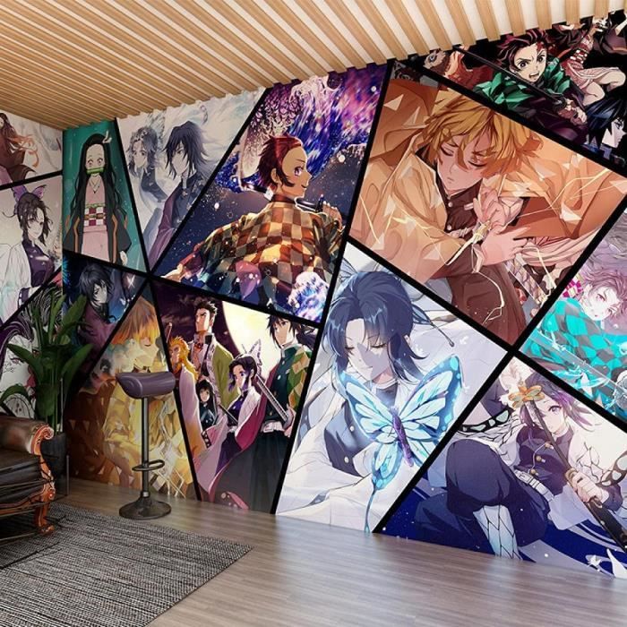 Papier peint Anime Demon Slayer Studio Lait Thé Boutique Décoration  Japonais Manga Couleur mural personnalisé pour salon chambre décoration