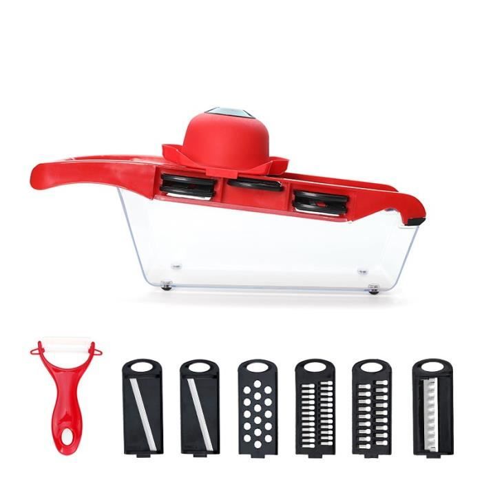 Hachoir à Légumes Multifonction Avec 6 Lames En Acier Inoxydable, Trancheuse à Légumes 13 En 1 En 1 Avec Recipient Trancheuse Mandoline Ideale Pour Les Fruitslegumessalades Gris