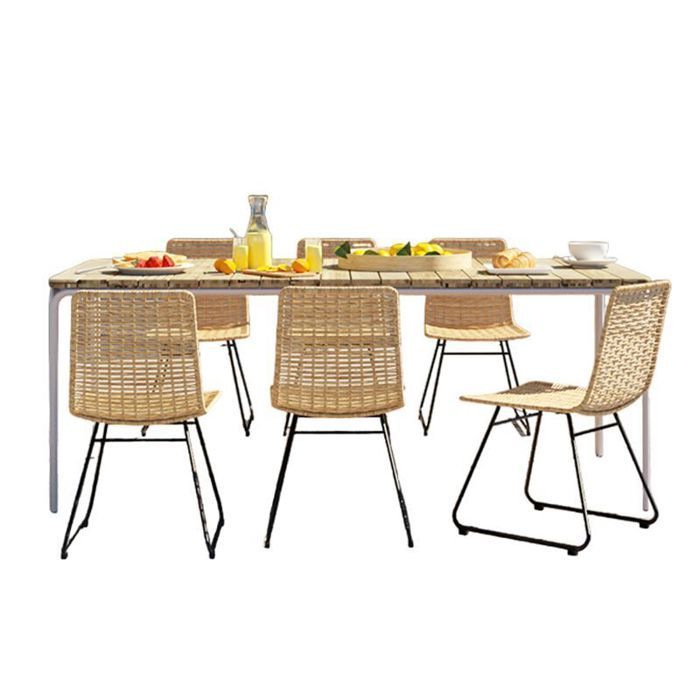 Ensemble table ASTI en bois d'acacia FSC 200 cm et 6 chaises de jardin - 50