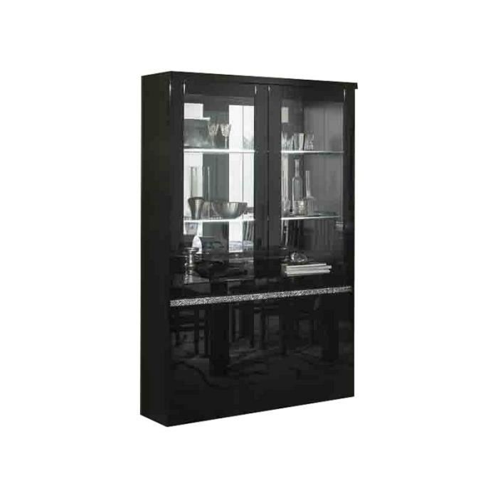 Armoire Vitrine ROMA 3 Portes Avec Éclairage LED - 90 X 194 Cm - Meuble De Rangement Et Décoration - 12