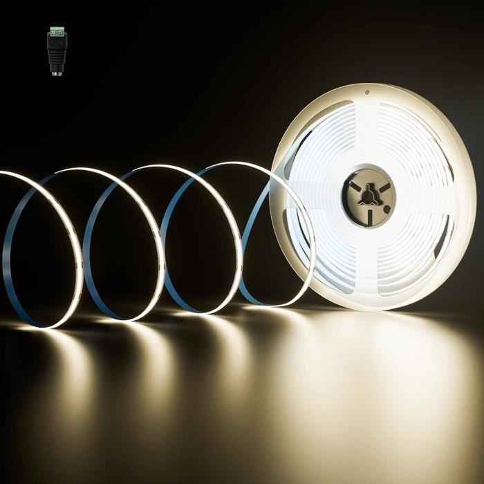 Bande LED COB 10 Mètres – 24V, Blanc Chaud 3000K – Dimmable Avec Télécommande – Ultra Lumineuse, Sans Points – Pour Meuble, TV, Miroir - 8