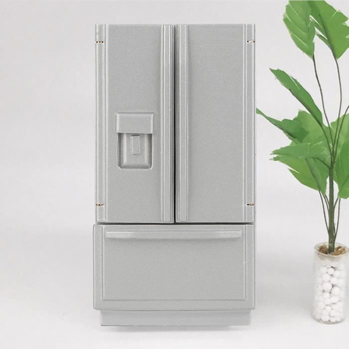 Mini Réfrigérateur En Bois Pour Maison De Poupée 1:12 - Bouleau Blanc, Double Porte, Décoration Réaliste - 10