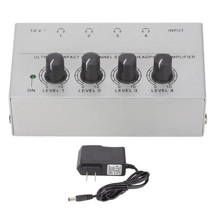 Amplificateur Casque Audio Amplificateur Casque 4 Canaux AMP14II - Pour Studio Et Scène Avec Adaptateur 12V Casque Studio