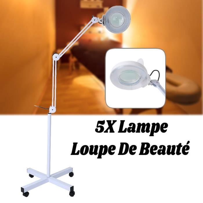 CES Lampe loupe sur pieds avec cadre en métal et bras de support LED