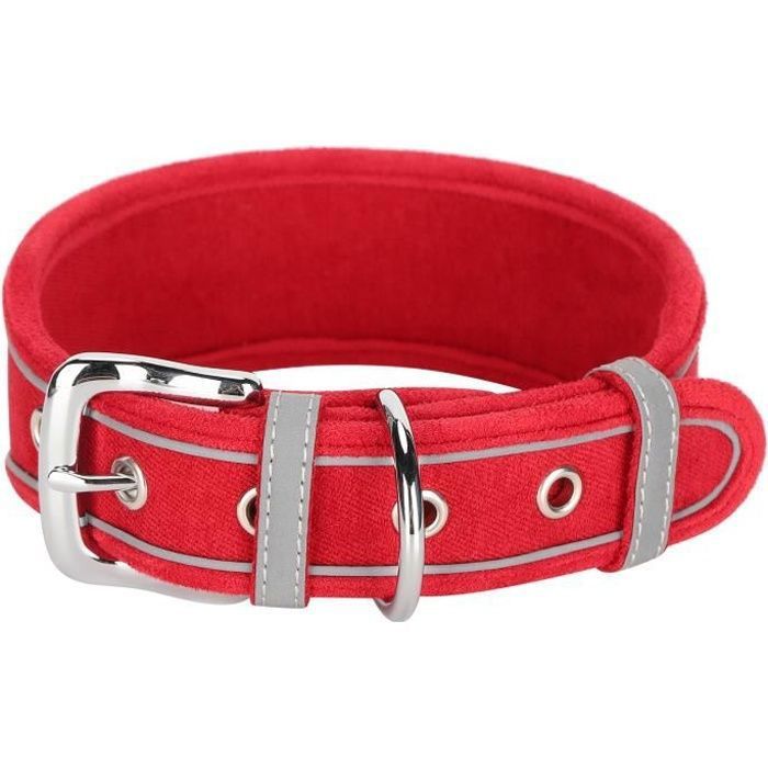 Comparer les prix de FUROKOY Collier pour chien Collier réglable pour chien, colliers réfléchissants respirants avec anneau en D Bleu Rouge M 56*5.0CM