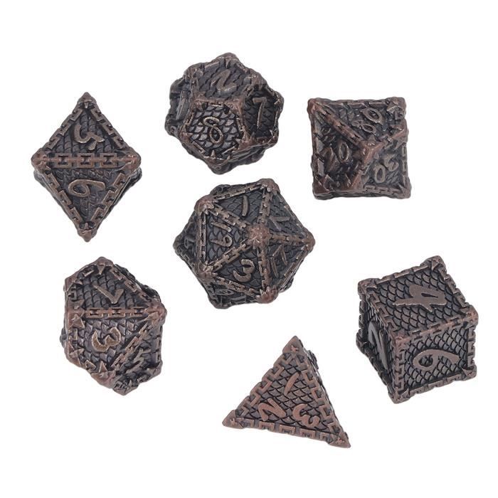 Jeu de dés en métal DRFEIFY - 7pcs - Gravure - Jeu de rôle - Table