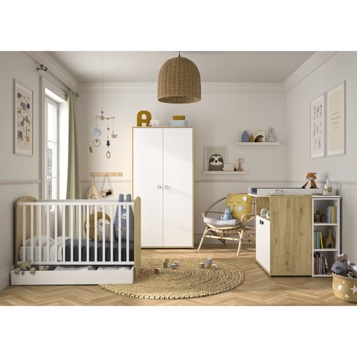 Chambre bébé Trio Armoi e + Lit + Commode à langer ARTHUR Décor