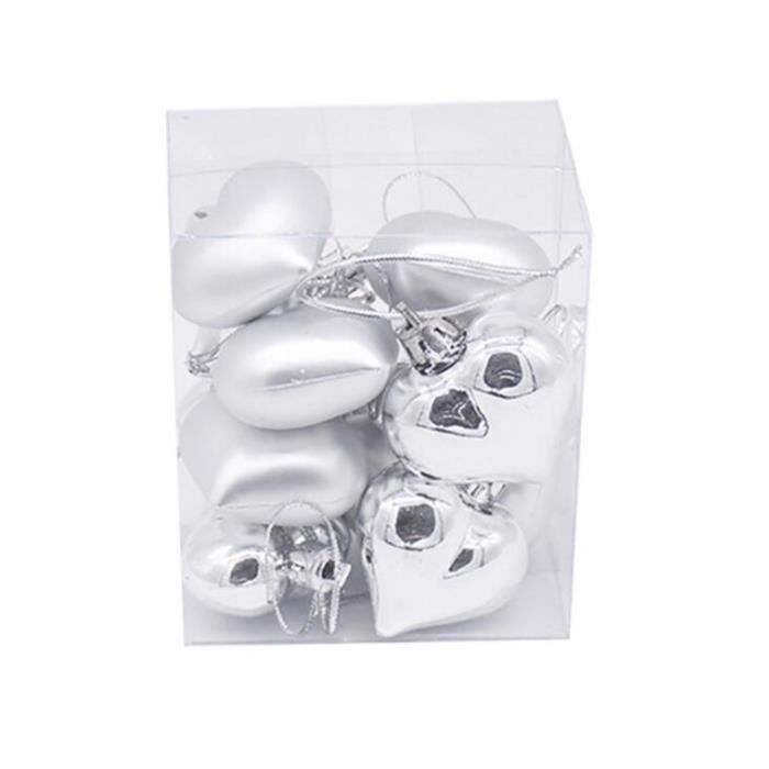 Nouveau 2X Blanc Céramique cœur ornement argent bijou cadeau de mariage 3D Intérieur Décoration