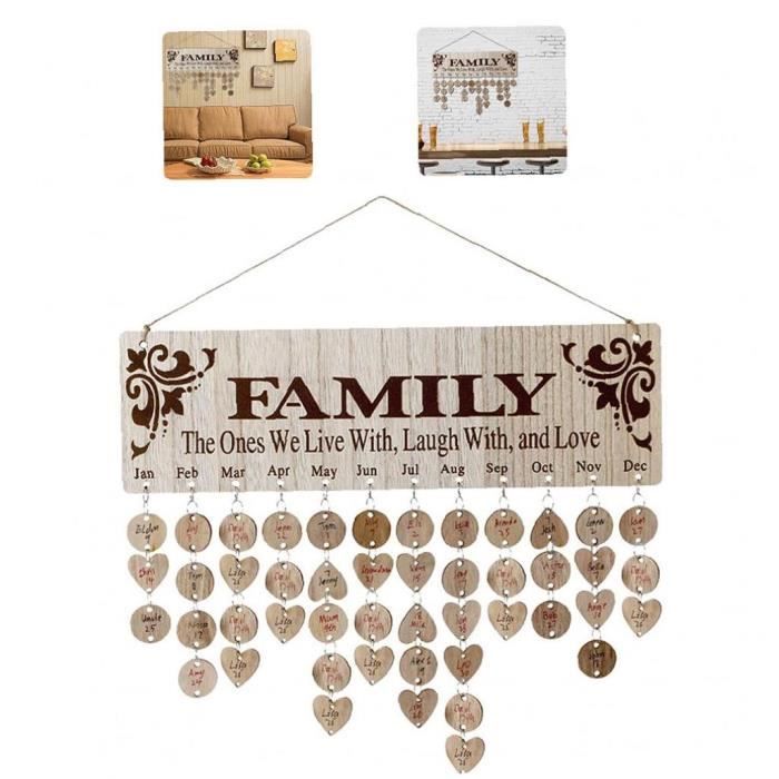Hemore Plaque D Anniversaire De La Famille En Bois Calendrier Rappel Calendrier Famille Famille Anniversaire Memo Plaq Iy Decor Wood Cdiscount Beaux Arts Et Loisirs Creatifs