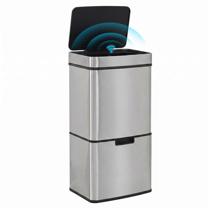 Poubelle Automatique 58 L Avec Détecteur De Mouvement, En Acier Inoxydable Etanche Ideale Pour Cuisine Bureau Ou Chambre Couleur Argent 99044953