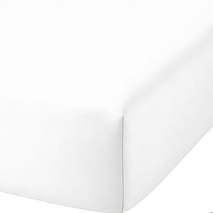Drap housse 2 pers 140x190 de coton-bambou - bambou blanc