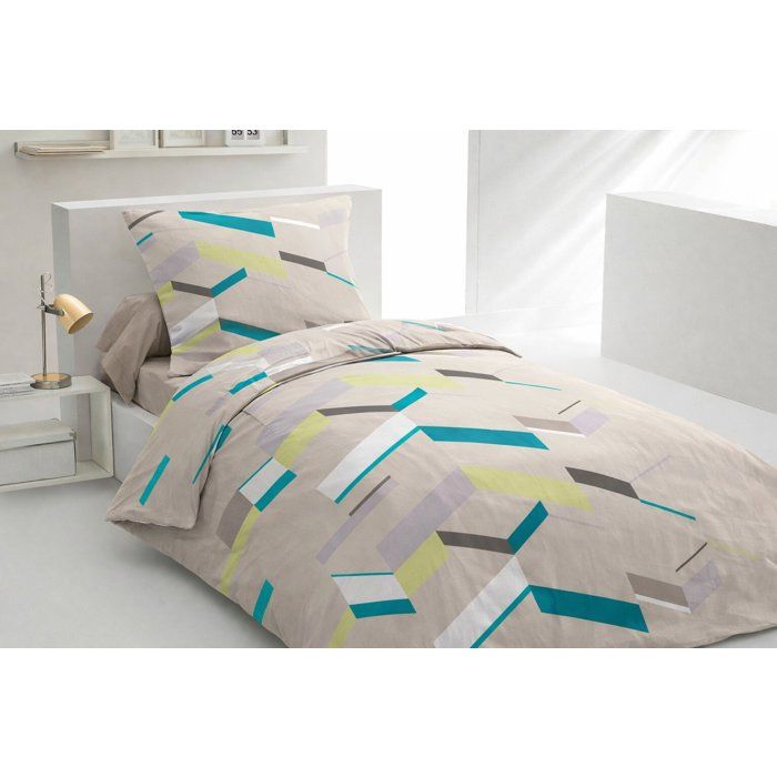 Parure de couette - HOME LINGE PASSION - MARCO - 100% coton - Beige taupe - 140 x 200 cm Parure de couette - HOME LINGE PASSION - MARCO - 100% coton - Beige taupe - 140 x 200 cm