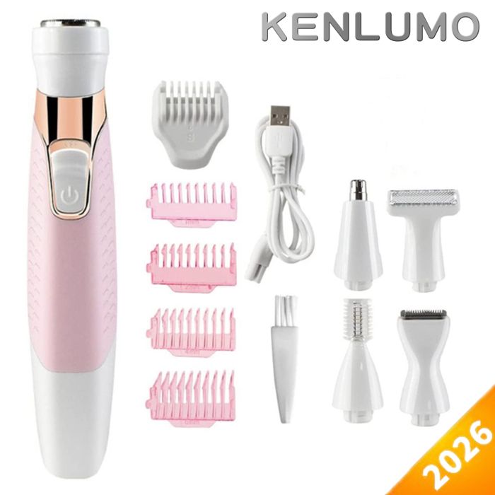 KENLUMO  Rasoir &eacute;lectrique pour femmes 5 en 1 rasoir d&eacute;pilation humide et sec indolore adapt&eacute; &agrave; l&eacute;pilation de tout le corpsrose 