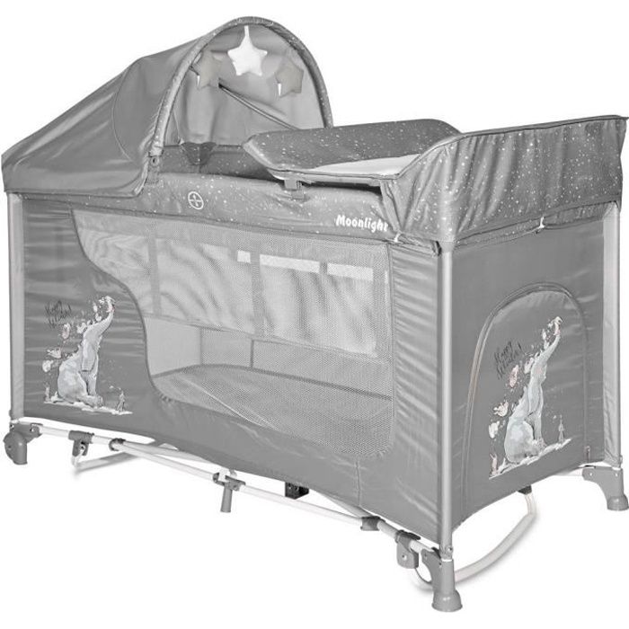 Lit Parapluie Bebe Lit Pliant Berceau A 2 Niveaux Bascule Lit De Voyage Lit D Appoint Moonlight 2 Lorelli Gris Cdiscount Puericulture Eveil Bebe