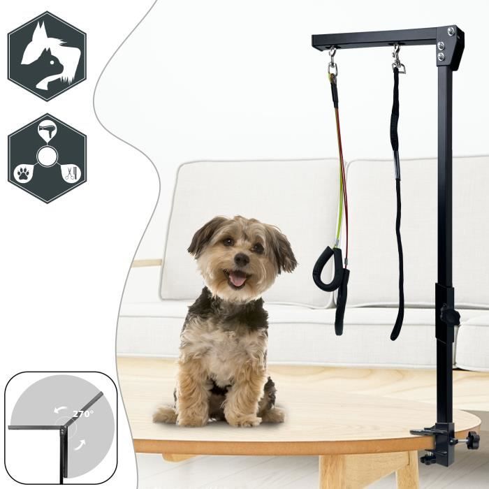 Comparer les prix de LZQ Bras de toilettage Réglable pour animaux de compagnie pliable Bras de table de toilettage pour chien avec pince et un harnais
