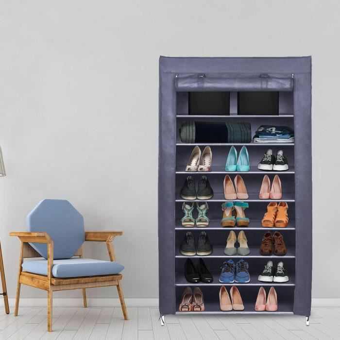 armoire étagères à chaussures - meerveil - rangement étanche - 10 couches - gris