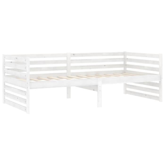 Lit de repos avec tiroirs 90x200 cm Blanc Bois de pin massif Mothinessto LY18946 Cdiscount Maison