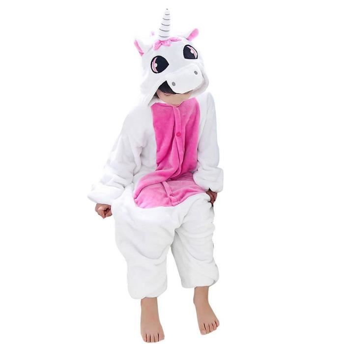 Pyjama Licorne Une Pièce Pour Enfant 3-12 Ans - Combinaison Polaire - Costume Halloween Noël Cadeau