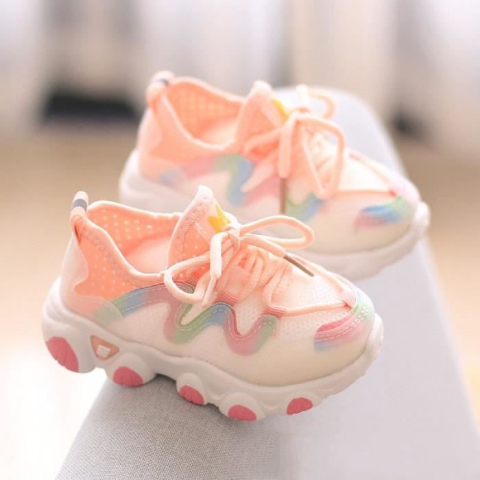 Tout-petit bébé enfants bébé filles maille respirant à lacets chaussures  souples baskets Rose Rose - Cdiscount Chaussures