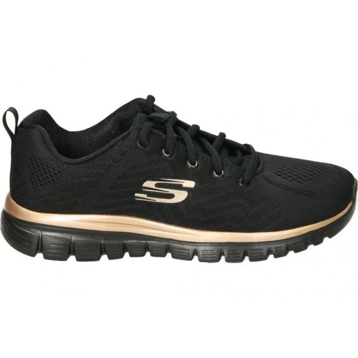 Baskets SKECHERS 12615-BKRG Femme Noir Lacets Plat