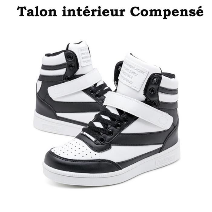 Basket Montantes Chaussure Femme Blanc-noir Chaussures De Course Mode Chaussure