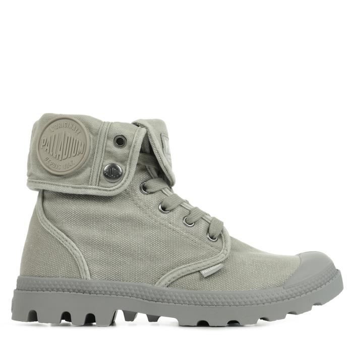 Boots Palladium Baggy Femme Gris Tige en Textile Col en