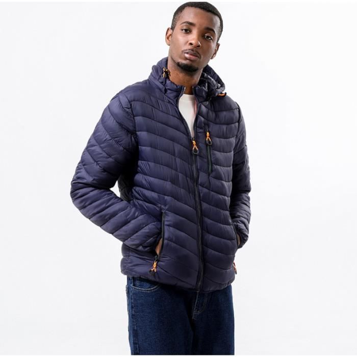 Doudoune a Capuche pour Homme Leger Down Jacket pour Voyage Doudoune d Exterieur Courte Veste Chaud Automne Hiver Bleu Bleu Cdiscount Pret a Porter