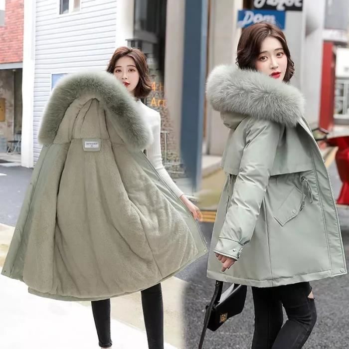 Manteau en fausse fourrure pour femme veste longue polaire chaude et epaisse decontractee grandes tailles automne hiver 2022 Vert Cdiscount Pret a Porter
