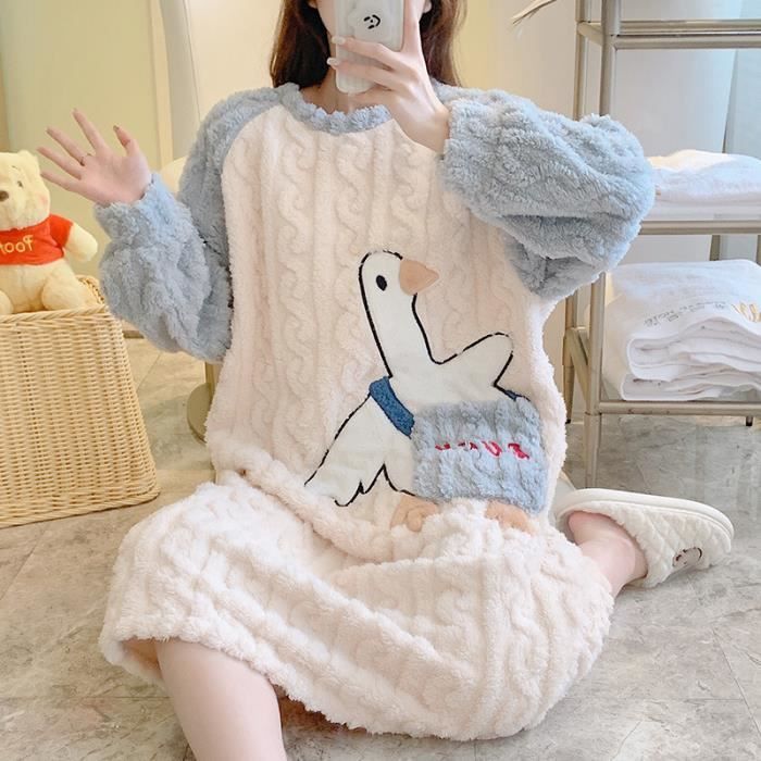 Robe pyjama en polaire Pull en polaire femme Sweatshirt d hiver