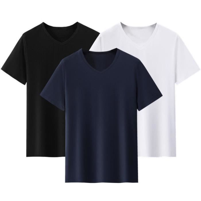 Lot De 6 T-shirts Col Roulé Basique Homme - Coton Mélangé Extensible, Manches Longues, Coupe Régulière - Idéal Superposition - 3