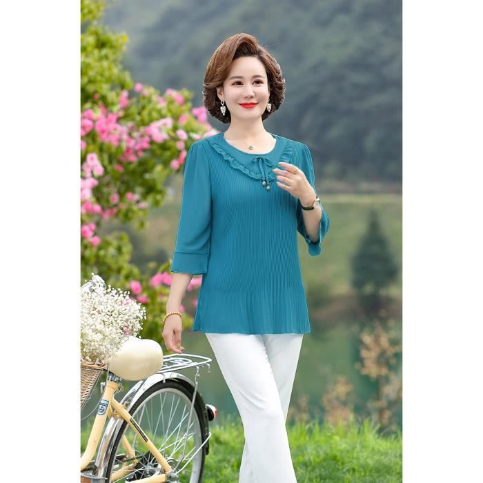 Chemise Chemisier manches volants trois quarts pour femmes