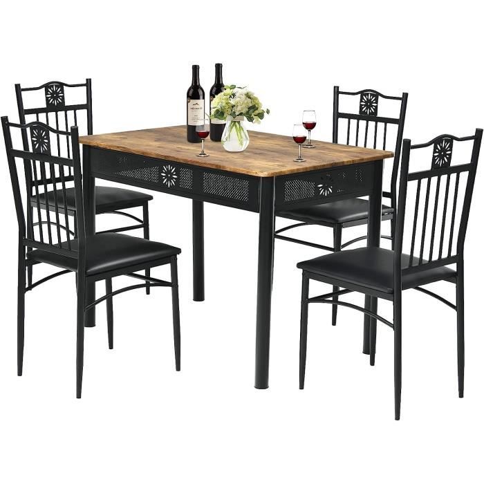RELAX4LIFE Ensemble Table à Manger Et 4 Chaises Rembourrées, Pour 4 Personnes Table Cuisine Rectangulaire Avec 4 Chaises Rembourrees Pour Bar Cuisine Salon Violet 76090226