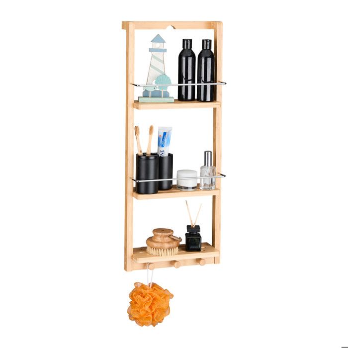 Relaxdays 10017163 Etagere En Bambou Murale Salle De Bain Cuisine