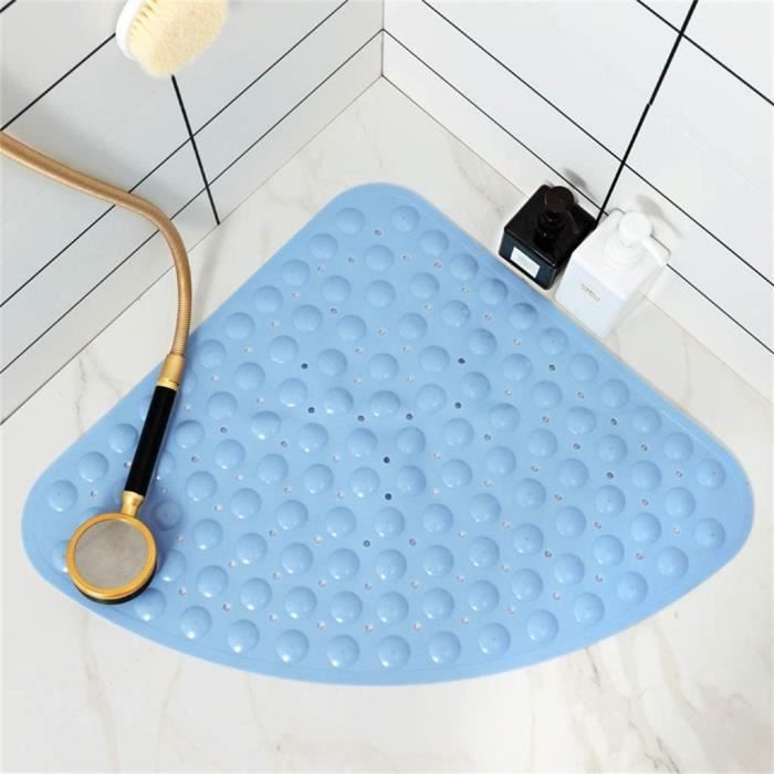 Tapis De Douche D'Angle Antidérapant 54x54cm - Anti-moisissure, Ventouses, Lavable En Machine - 10