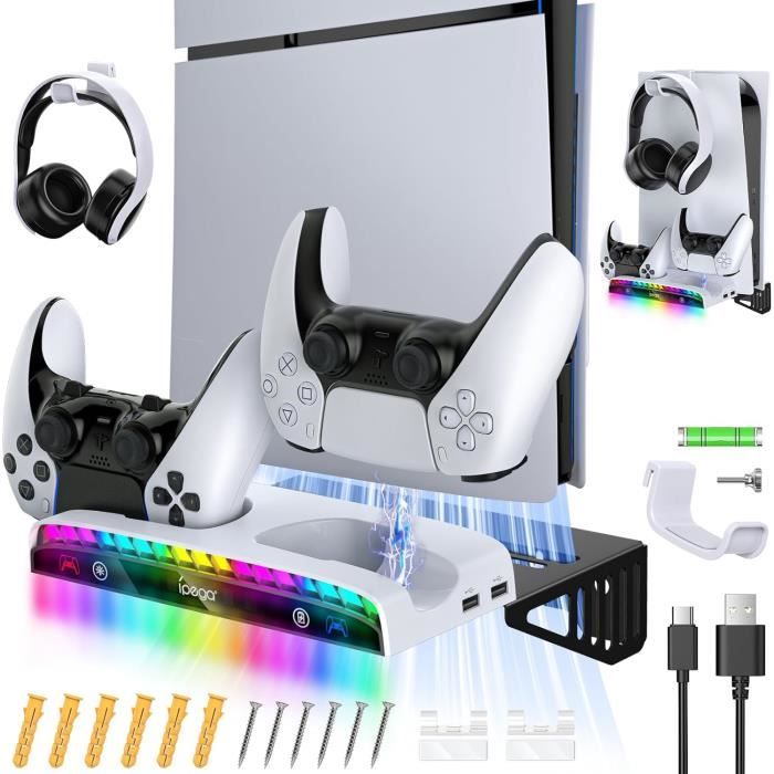Support Mural Rgb Pour Ps5 SlimPs5 Console De Jeu Avec Station De Charge Support Métallique