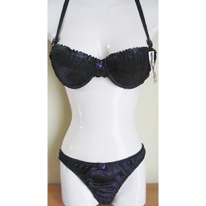 Ensundo Soutien-gorge Balconnet 90B Noir Et Rose Avec 2 Strings S Et M - Passionata Neuf