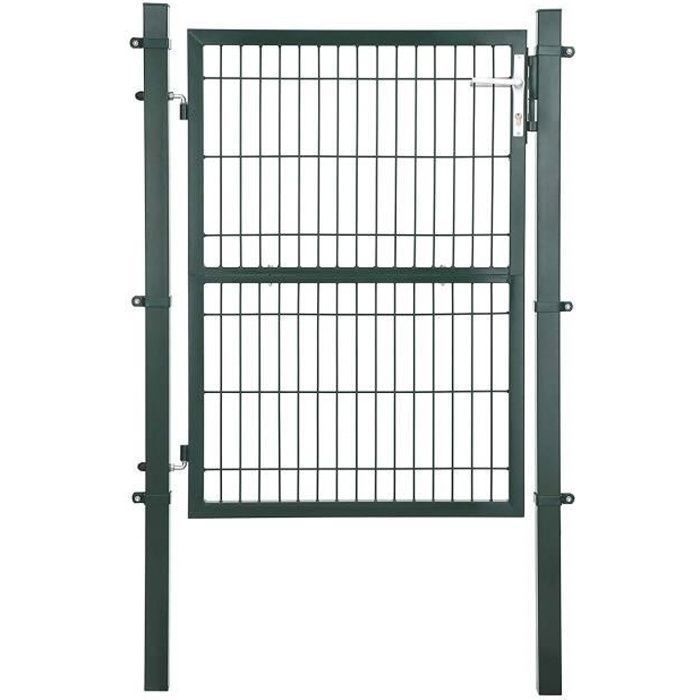 portillon en acier galvanise portail de cloture porte de jardin avec serrure poignee et cle 106 x 125 cm l x h vert ggd175l cdiscount bricolage