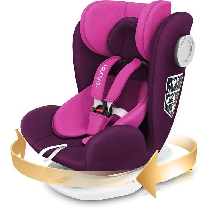 LETTAS Siège Auto Bébé 360 degré Pivotant Isofix et Top Tether SIPS Groupe 0+1-2-3, 0-12 ans, 0-36 kg, ECE R44-04, ADAC (Violet)10