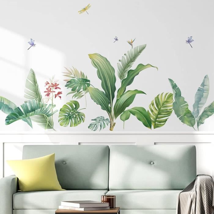 Autocollants Muraux Vinyle Feuilles Tropicales Plantes - Décoration Maison - Neuf
