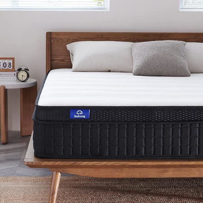 SUILONG Matelas Hybrid 140x190 Ressorts Ensachés Mémoire de Forme 25cm7 zones de confort Ferme