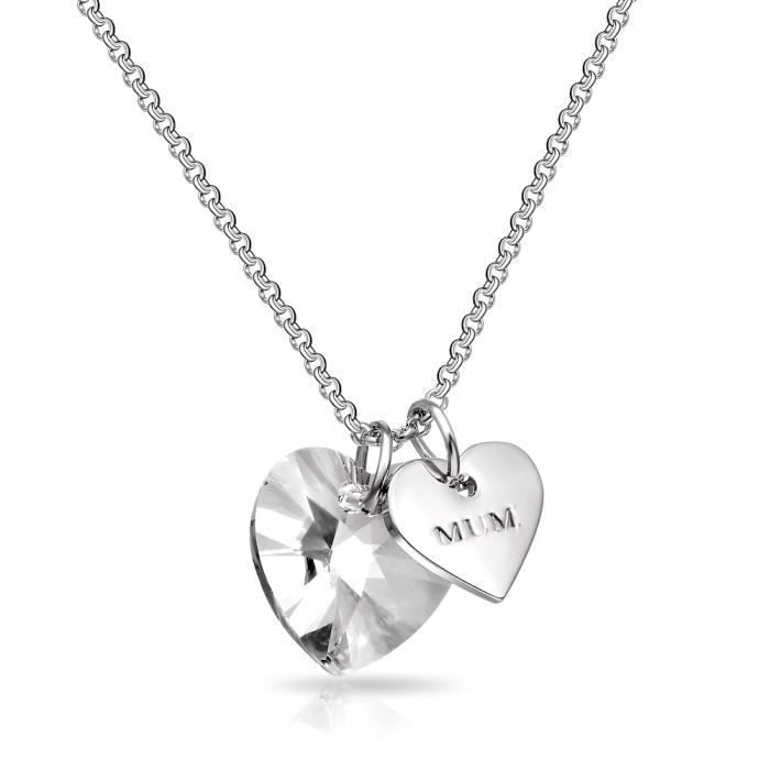 Collier Chaine Et Pendentif Coeur Cristal Swarovski Plaque Or