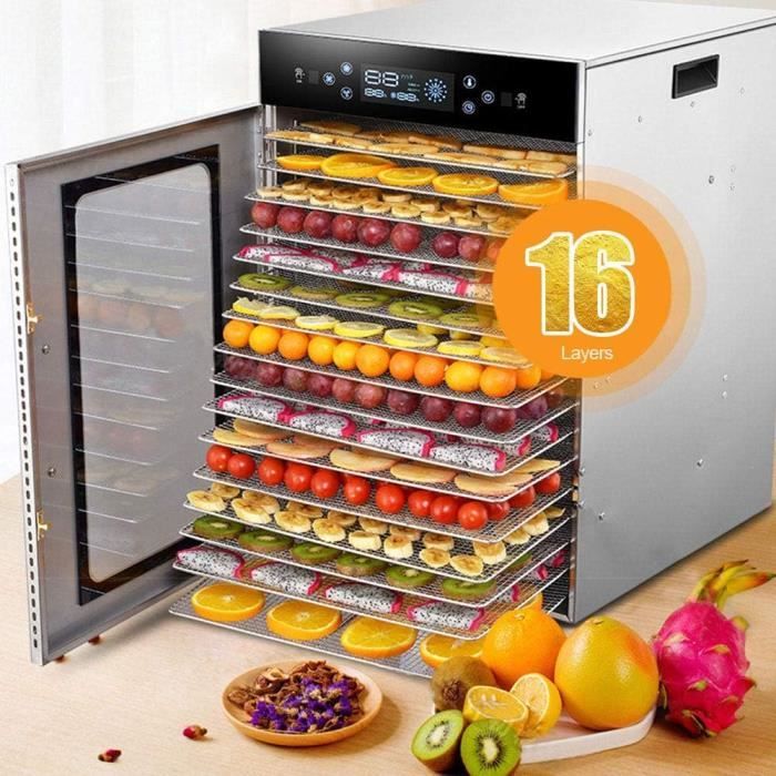 BioChef Arizona Déshydrateur Aliments 10 Plateaux Inox - Minuterie 24h - Porte Transparente - Sans BPA