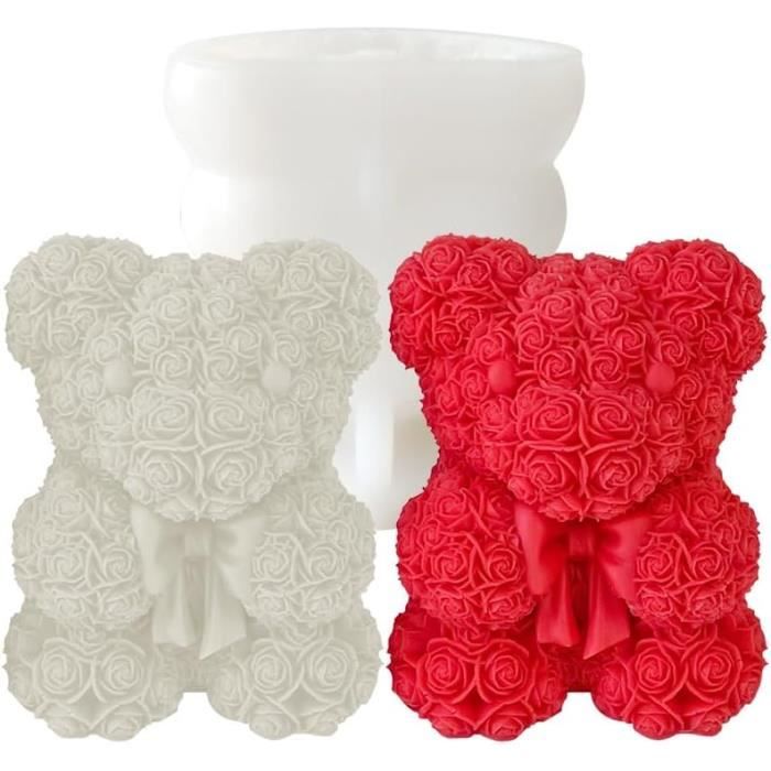 INHEMING 2pcs Moule à Bougie Ours En Silicone 3D - Moules Pour Savon Et Bougies Forme Ours Mignon