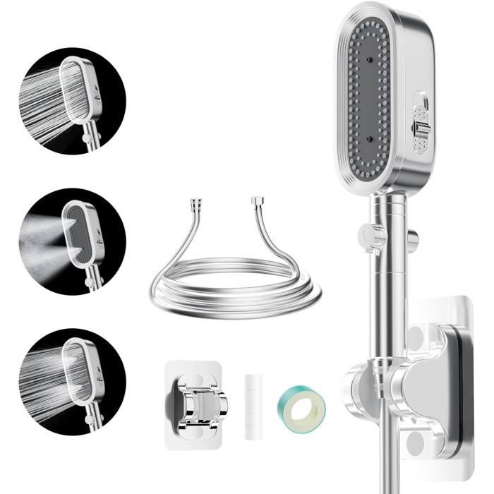 FASDUNT Pommeau De Douche Avec Tuyau De 2 M, Haute Pression, Limiteur