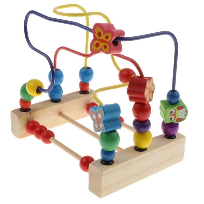 Jouet Bois Boulier Labyrinthe Boulier Enfant Jeu Eveil Bebe Perles Bois avec Color¿¿ uit
