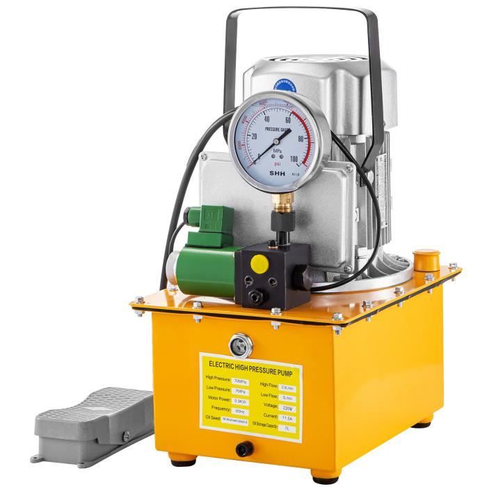 Pompe Hydraulique électrique 750W - 70 MPa 10 000 PSI, 220V, Avec électrovanne, Réservoir 7L